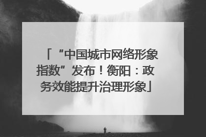 “中国城市网络形象指数”发布！衡阳：政务效能提升治理形象