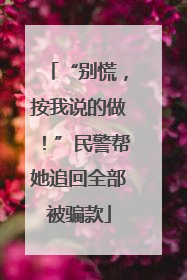 “别慌，按我说的做！”民警帮她追回全部被骗款