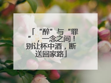 “醉”与“罪”，一念之间！别让杯中酒，断送回家路