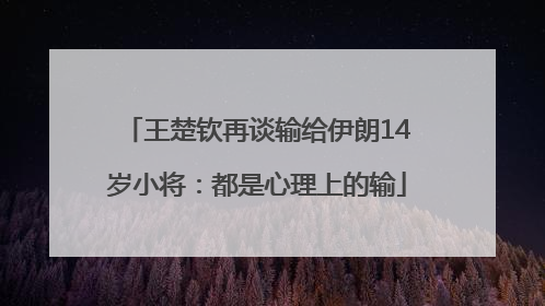 王楚钦再谈输给伊朗14岁小将：都是心理上的输