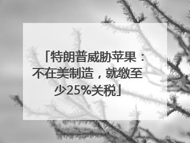 特朗普威胁苹果：不在美制造，就缴至少25%关税