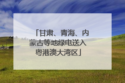 甘肃、青海、内蒙古等地绿电送入粤港澳大湾区