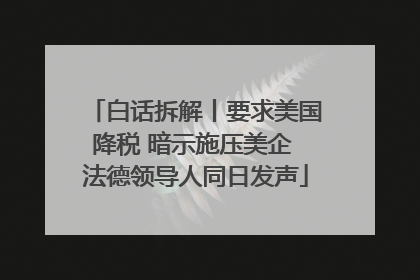 白话拆解丨要求美国降税 暗示施压美企 法德领导人同日发声