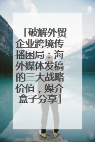 破解外贸企业跨境传播困局：海外媒体发稿的三大战略价值，媒介盒子分享