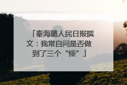 秦海璐人民日报撰文：我常自问是否做到了三个“懂”