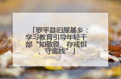 罗平县旧屋基乡：学习教育引导年轻干部“知敬畏、存戒惧、守底线”