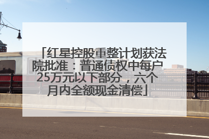 红星控股重整计划获法院批准：普通债权中每户25万元以下部分，六个月内全额现金清偿