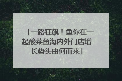 一路狂飙！鱼你在一起酸菜鱼海内外门店增长势头由何而来