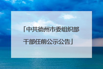 中共德州市委组织部干部任前公示公告