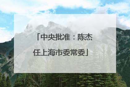中央批准：陈杰任上海市委常委