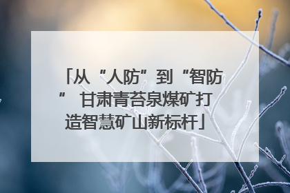 从“人防”到“智防” 甘肃青苔泉煤矿打造智慧矿山新标杆