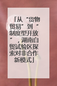 从“货物贸易”到“制度型开放”，湖南自贸试验区探索对非合作新模式