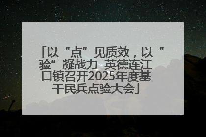 以“点”见质效，以“验”凝战力  英德连江口镇召开2025年度基干民兵点验大会
