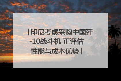 印尼考虑采购中国歼-10战斗机 正评估性能与成本优势