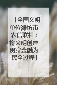 全国文明单位潍坊市农信联社：将文明创建贯穿金融为民全过程
