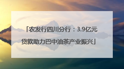 农发行四川分行：3.9亿元贷款助力巴中油茶产业振兴
