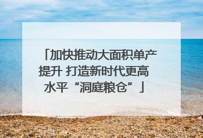 加快推动大面积单产提升 打造新时代更高水平“洞庭粮仓”