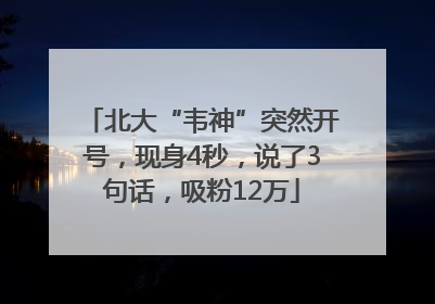 北大“韦神”突然开号，现身4秒，说了3句话，吸粉12万