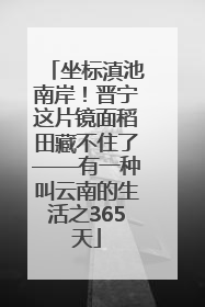 坐标滇池南岸！晋宁这片镜面稻田藏不住了——有一种叫云南的生活之365天