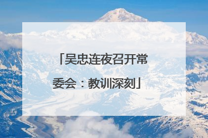 吴忠连夜召开常委会：教训深刻