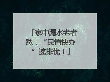 家中漏水老者愁，“民情快办”速排忧！