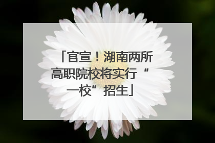 官宣！湖南两所高职院校将实行“一校”招生