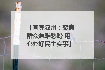 宜宾叙州：聚焦群众急难愁盼 用心办好民生实事