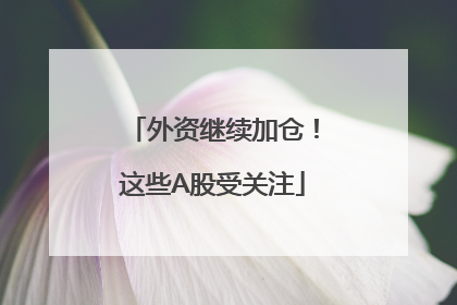 外资继续加仓！这些A股受关注