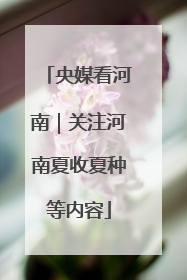 央媒看河南｜关注河南夏收夏种等内容