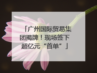 广州国际贸易集团揭牌！现场签下超亿元“首单”