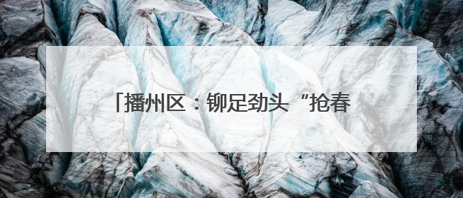 播州区：铆足劲头“抢春光”全力拼出“首季红”