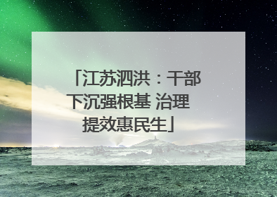 江苏泗洪：干部下沉强根基 治理提效惠民生