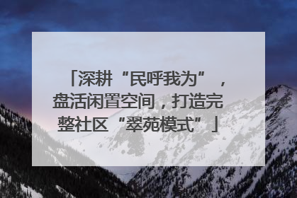深耕“民呼我为”，盘活闲置空间，打造完整社区“翠苑模式”