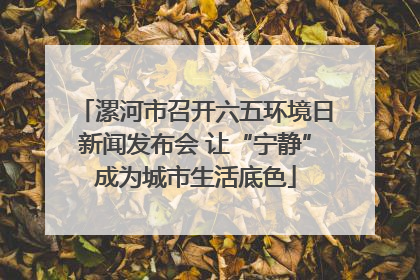 漯河市召开六五环境日新闻发布会 让“宁静”成为城市生活底色