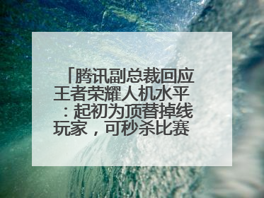 腾讯副总裁回应王者荣耀人机水平：起初为顶替掉线玩家，可秒杀比赛级玩家