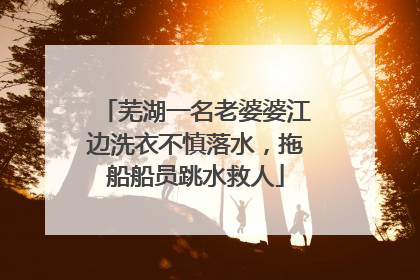 芜湖一名老婆婆江边洗衣不慎落水，拖船船员跳水救人