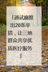 通武廊推出20条举措，让三地群众共享优质医疗服务