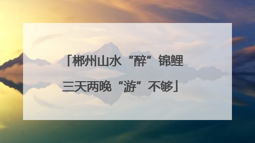 郴州山水“醉”锦鲤 三天两晚“游”不够