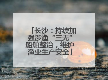 长沙：持续加强涉渔“三无”船舶整治，维护渔业生产安全