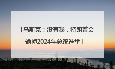 马斯克：没有我，特朗普会输掉2024年总统选举