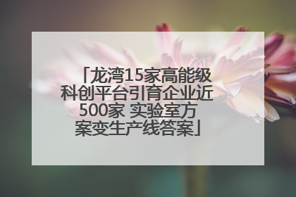 龙湾15家高能级科创平台引育企业近500家 实验室方案变生产线答案