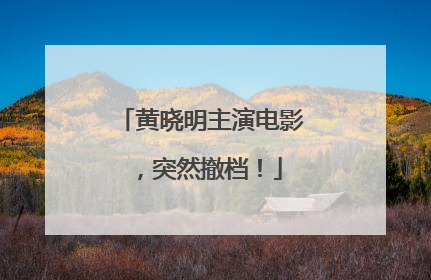 黄晓明主演电影，突然撤档！