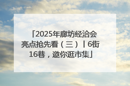 2025年廊坊经洽会亮点抢先看（三）丨6街16巷，邀你逛市集
