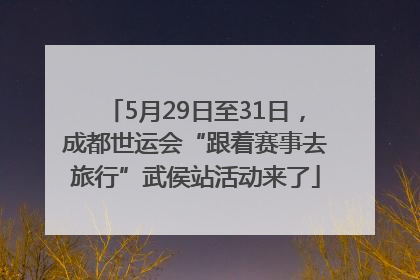 5月29日至31日，成都世运会“跟着赛事去旅行”武侯站活动来了